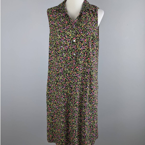 J Jill Sheath Medium Maxi Sleeveless Floral Dress